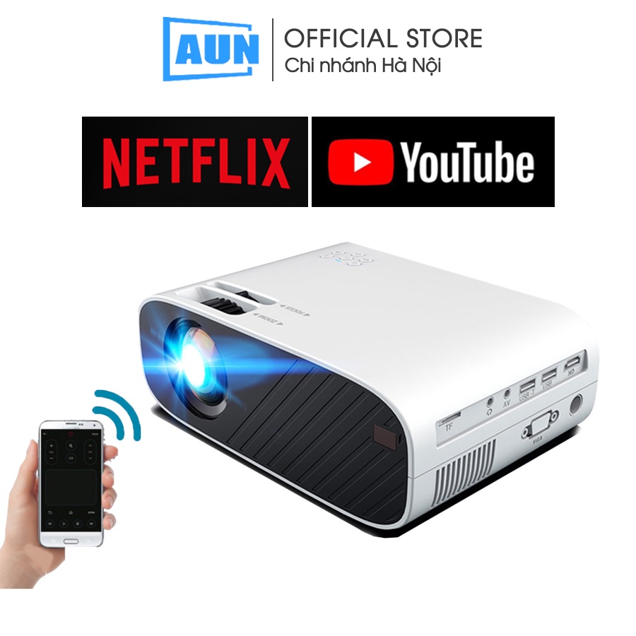 Máy chiếu mini AUN HD C90 - Độ phân giải thực chuẩn HD - Kết nối điện thoại, laptop - Độ sáng cao - Bảo hành 12 tháng