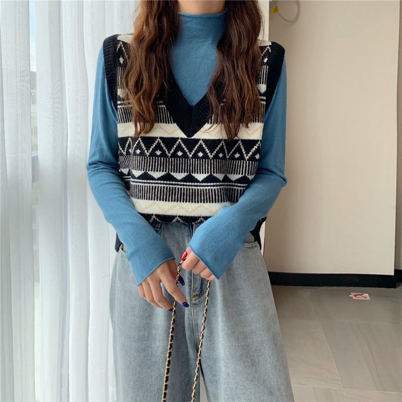 Áo Sweater Không Tay Cổ Chữ V Thời Trang Thu Đông 2020 Cho Nữ