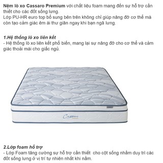 Nệm lò xo Cassaro Premium