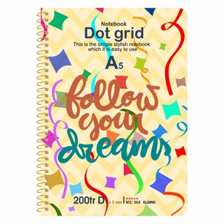 Sổ lò xo đơn KLONG A5 Dot Grid ruột chấm 70/76; MS: 968