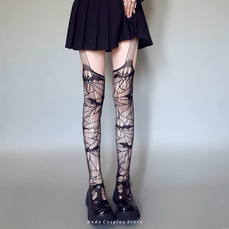 [CÓ SẴN] Quần tất lưới lỗ Harajuku hình dơi