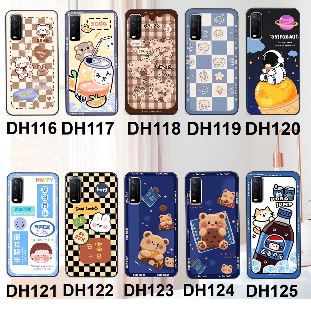 Ốp lưng Vivo Y12S 2021 in hình 3D GẤU cute be@r, soda, happy day cực hot ,thời thượng