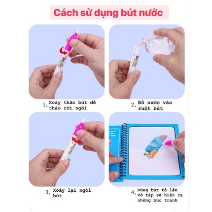 [Ngẫu Nhiên] Đồ chơi tranh tô màu nước, sách ma thuật bút vẽ nước, sách tập tô thần kì sử dụng nhiều lần