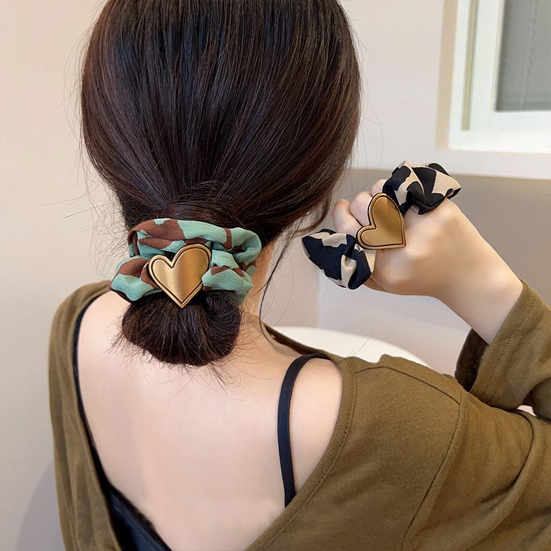 [Magpie] Dây Buộc Tóc Cỡ Lớn In Họa Tiết Trái Tim Kim Loại Không Đau Thời Trang Nhật Hàn Cho Nữ