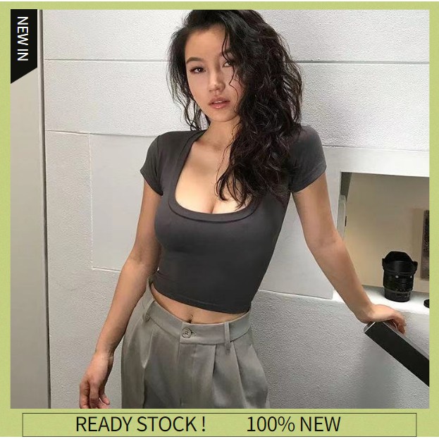 Sexy U-neck short-sleeved T-shirt