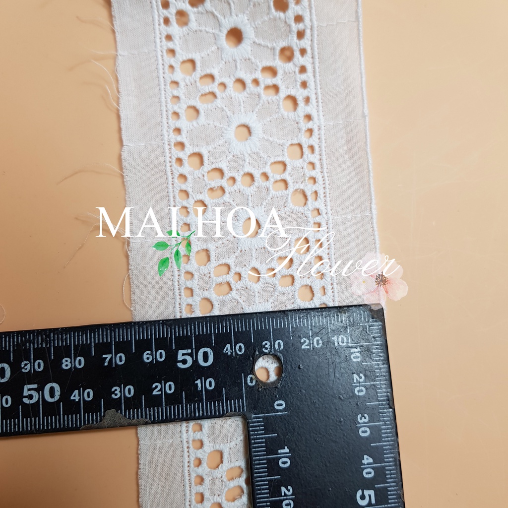 [Size 5cm] Dây ren cuộn thô boi hoa B6 dùng làm ren viền trang trí quần áo Maihoafabric