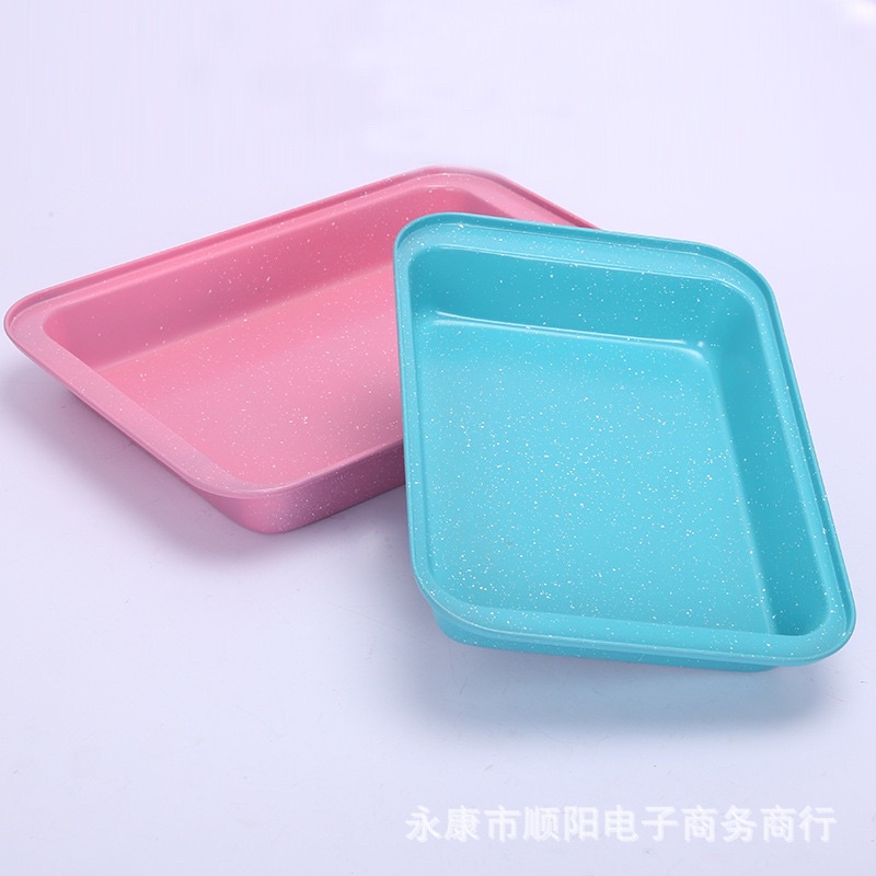 Khay, khuôn nướng bánh hình chữ nhật chống dính Sâu lòng màu xanh, Hông size 42cm cao 5cm
