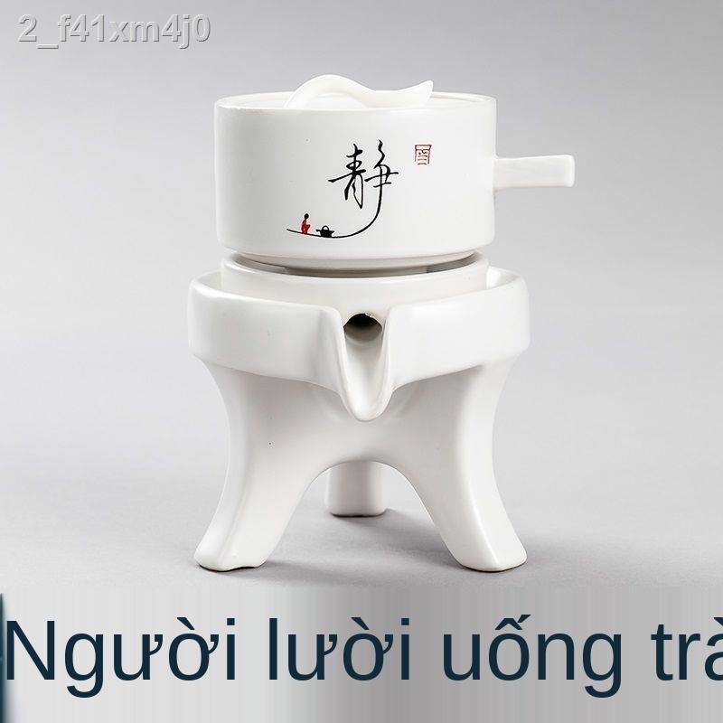 ↂ ┇ Bộ pha trà lười kung fu bằng gốm sáng tạo Máy xay đá xoay đơn tự động chống đóng cặn gia đình