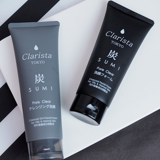 Sữa rửa mặt than hoạt tính tạo bọt Clarista Tokyo Sumi Nhật Bản 130g màu Xám