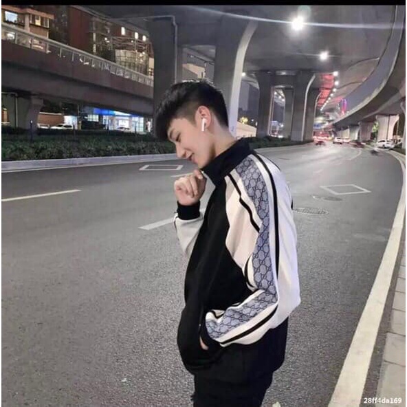 Áo khoác gió tay viền GC phom rộng Unisex Nam nữ