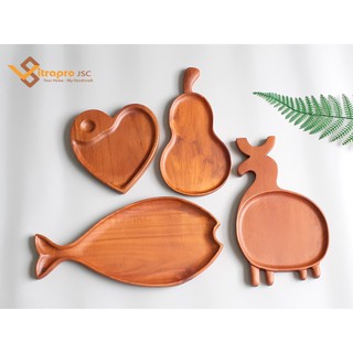 Khay gỗ nhãn tạo hình dễ thương dùng để decor chụp ảnh, đựng đồ uống