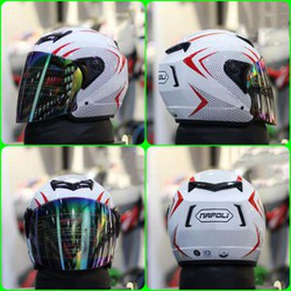 NÓN BẢO HIỂM NAPOLY- TRẮNG SỌC ĐỎ