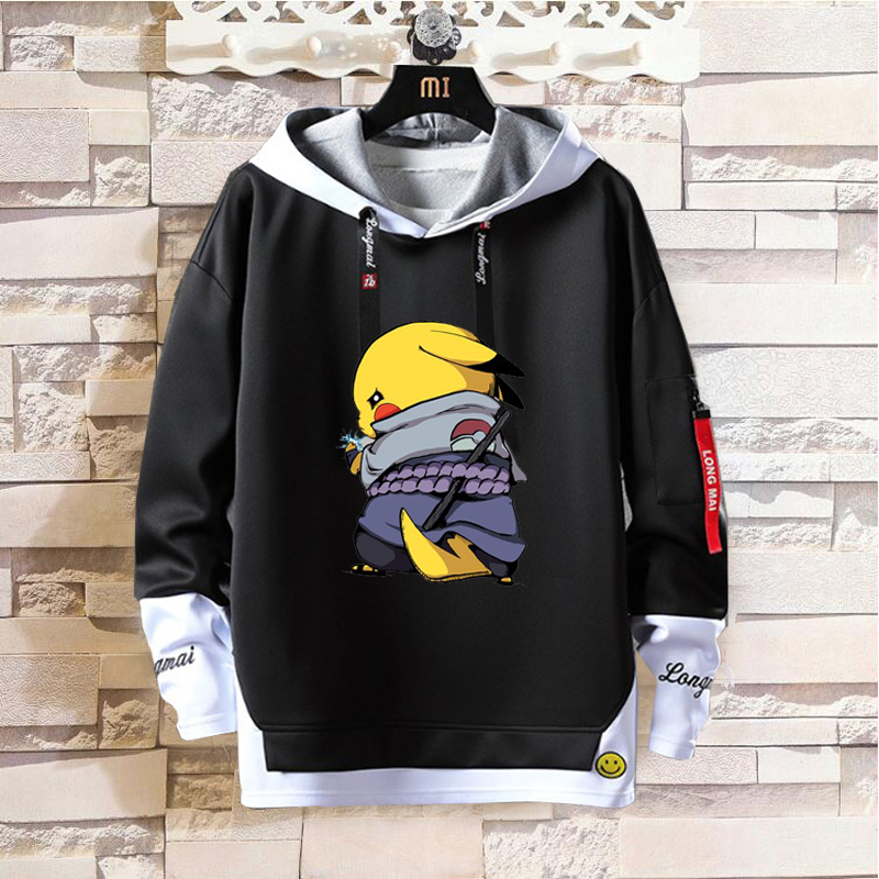 Áo Hoodie liền mũ trinh thám lớn Pikachu áo khoác đôi thu đông dài tay dành cho học sinh hai chiều Anime