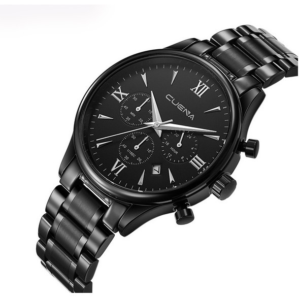 Đồng hồ nam dây thép đặc 6 kim Cuena 6802