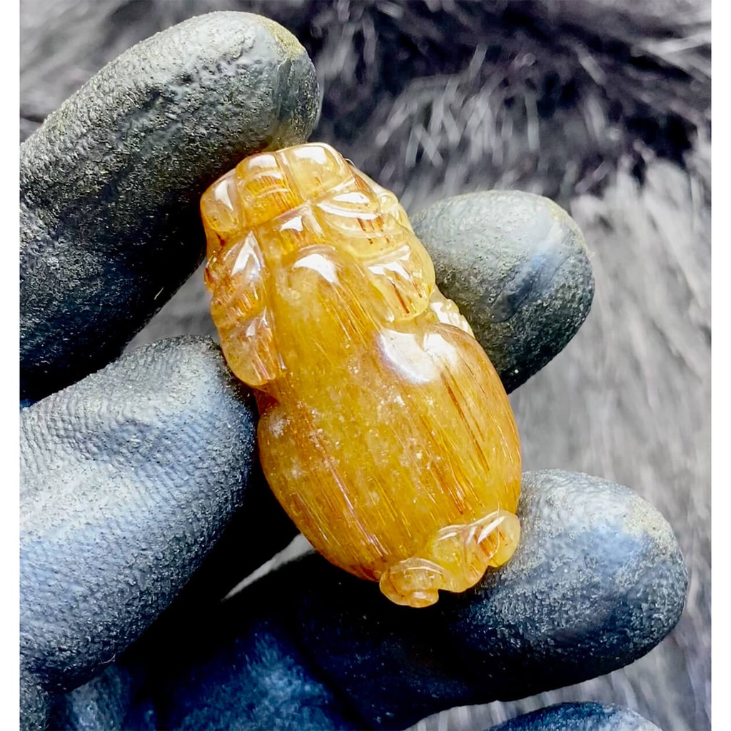 Cụ Tỳ Hưu đá Thach Anh Tóc Vàng hàng loại A chuẩn thiên nhiên TH210 - Hợp mệnh Kim, Thổ