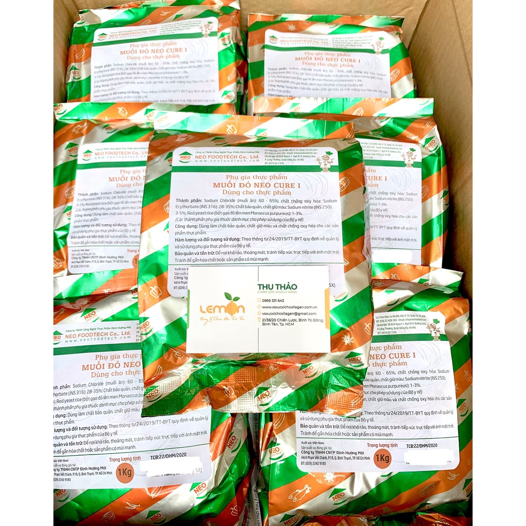 Muối đỏ Neo Cure I - Giữ màu đỏ tự nhiên cho lạp xưởng, xúc xích, giò chả, jambon, nem chua - Sỉ giá tốt