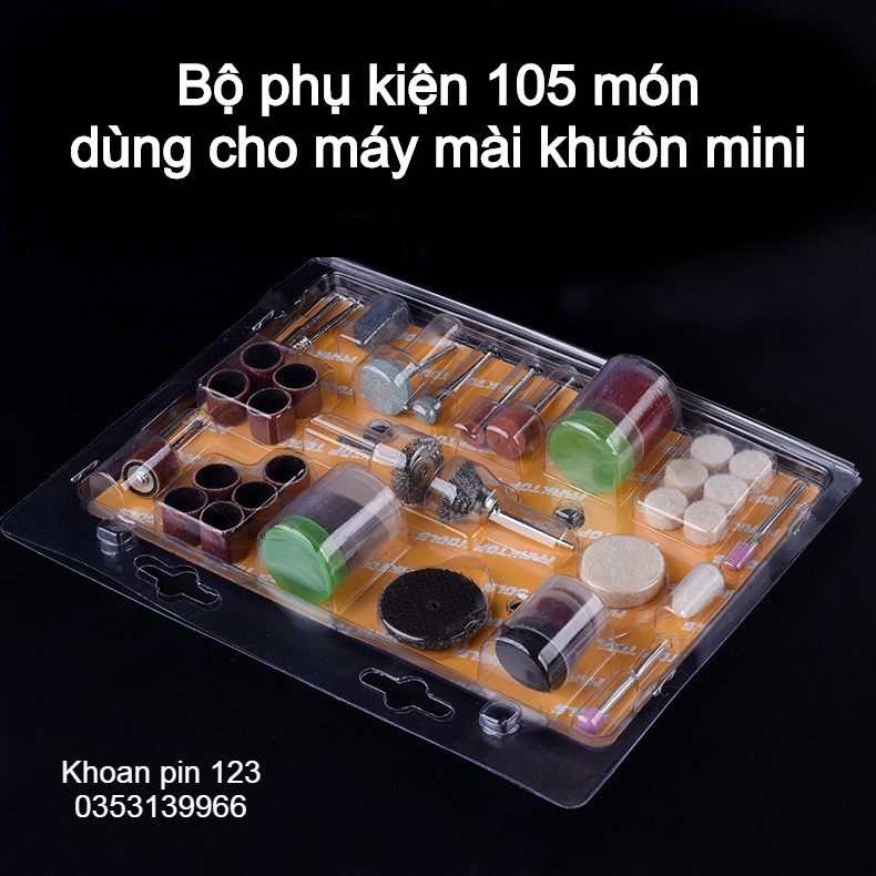 Bộ phụ kiện 105 món cho máy khoan mài khắc đa năng, máy mài khuôn mini