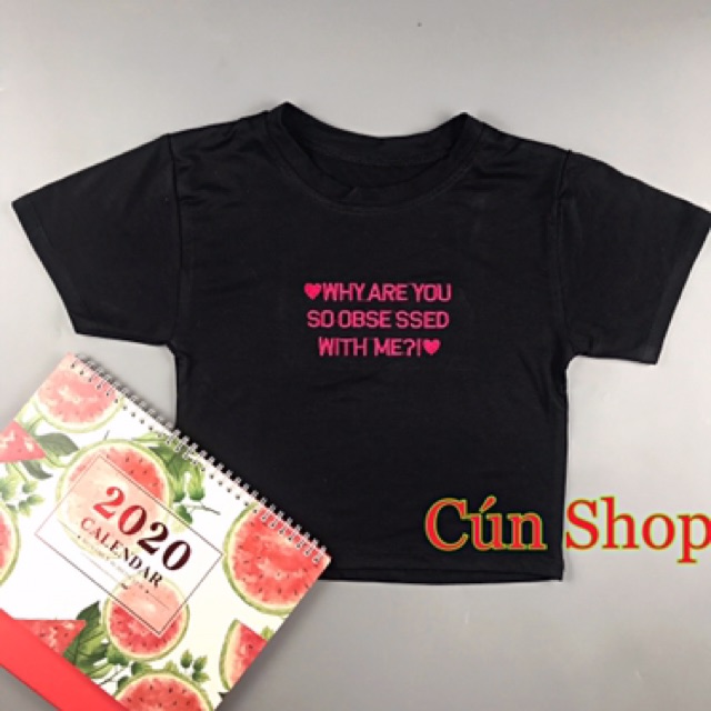 Áo croptop thun lạnh mềm mịn thêu chữ 5 màu RICH STORE CRT16