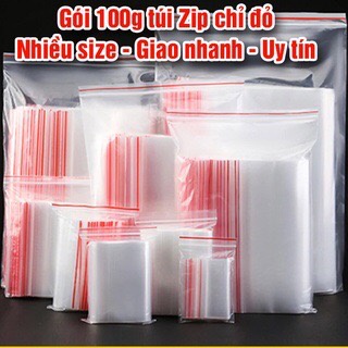 100g Túi Zip chỉ đỏ loại 1 dày dặn - Ấn vào chọn size