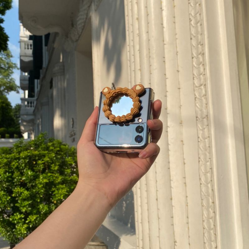 Ốp điện thoại Samsung Z Flip 3 / Z Flip 4 gương hình gấu cute dễ thương (ảnh thật Z Flip3 / ZFlip3 / Z Flip4/ ZFlip4