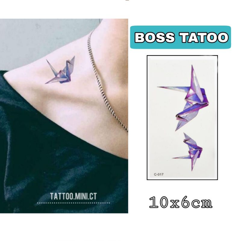 Hình xăm hạc giấy c17. Xăm dán tatoo mini tạm thời, size &lt;10x6cm