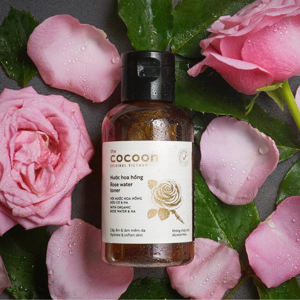 Toner nước hoa hồng Cocoon cho da dầu mụn Garin 140ml cấp ẩm và làm mềm da