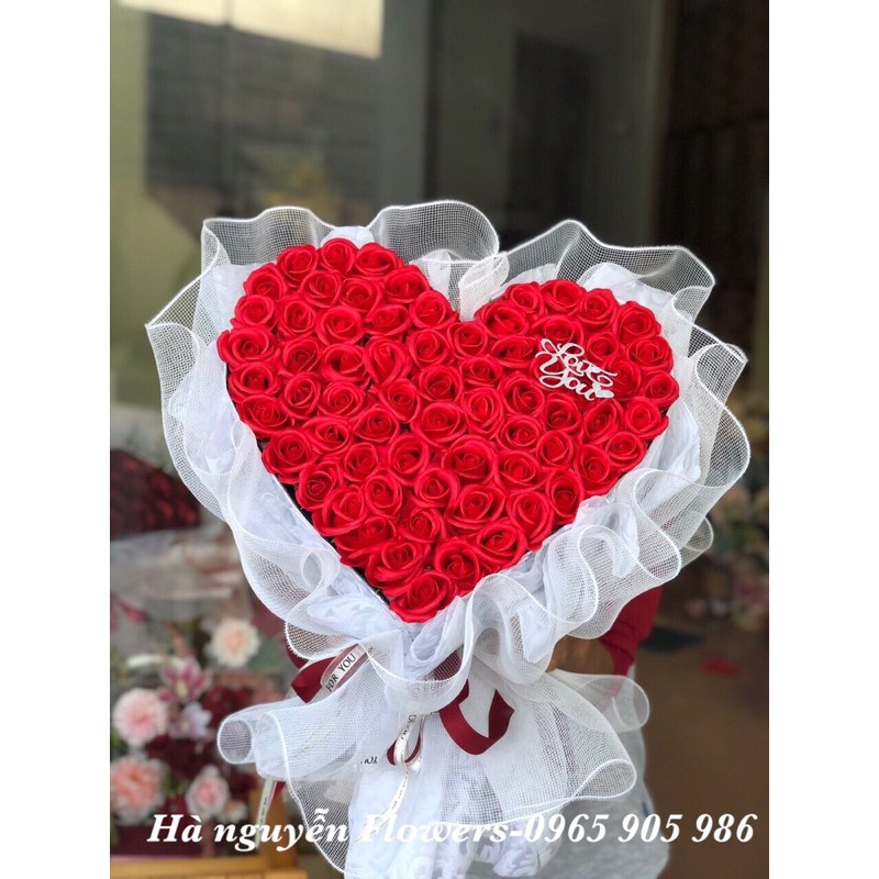 [QUÀ TẶNG SINH NHẬT- QUÀ TĂNG 14/2 ]-BÓ HOA HONG SÁP 75 BÔNG TRÁI TIM