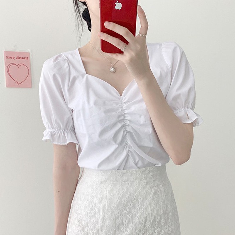 Áo Peplum tay phồng ulzzang ngắn tay phong cách Hàn Quốc C43 - MaoMao