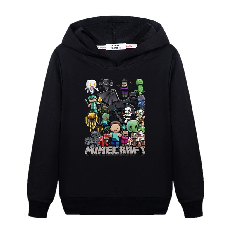 Áo khoác hoodie tay dài in hình minecraft thời trang mùa đông dành cho bé trai 2022