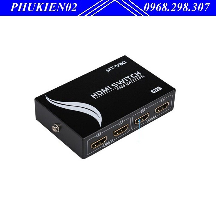 Bộ chia HDMI 2 vào 2 ra có điều khiển MT-Viki MT-HD2-2 chính hãng