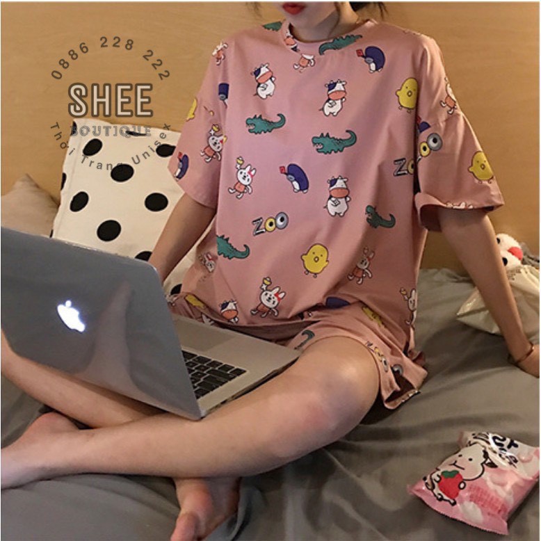 Bộ Đồ Mặc Nhà Cho Nữ Cộc Tay Pijama Cotton Nhiều Họa Tiết, Bộ Ngủ Nữ Phom Rộng Mát Mẻ | BigBuy360 - bigbuy360.vn