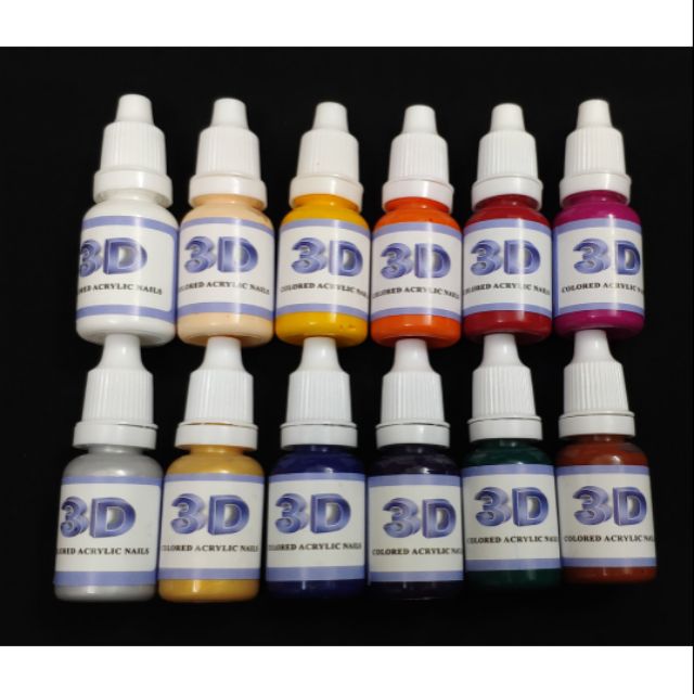 Bộ 12 màu vẽ cọ bản 3D, màu vẽ nail lên màu cực đẹp