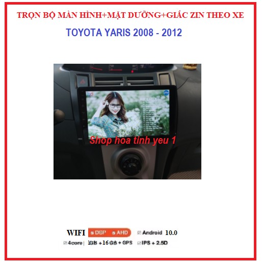 Bộ màn hình DVD Android+ mặt dưỡng xe Toyota Yaris 2008-2012,MÀN hình ô tô giá rẻ,phụ kiện xe hơi, BẢO HÀNH UY TÍN.