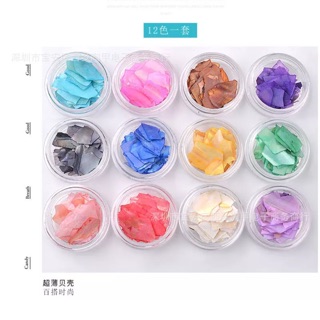 Set 12 hũ xà cừ miếng trang trí móng