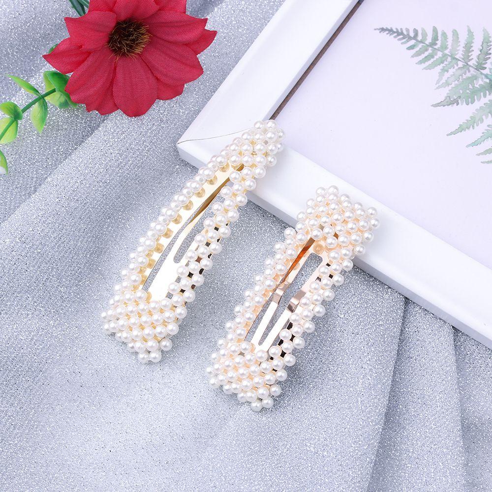 ROWANS Kẹp Tóc Kim Loại Hình Hoa Đính Hạt Giả Ngọc Trai Mới