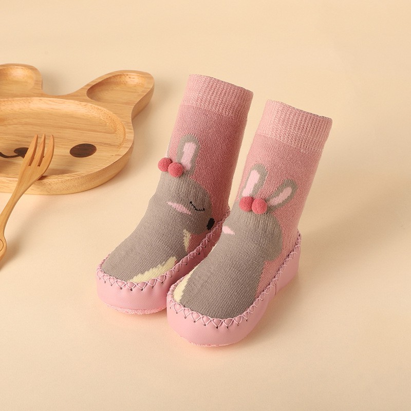 Vớ Da PU Chống Trượt Hình Thỏ Cho Bé Trai &amp; Gái