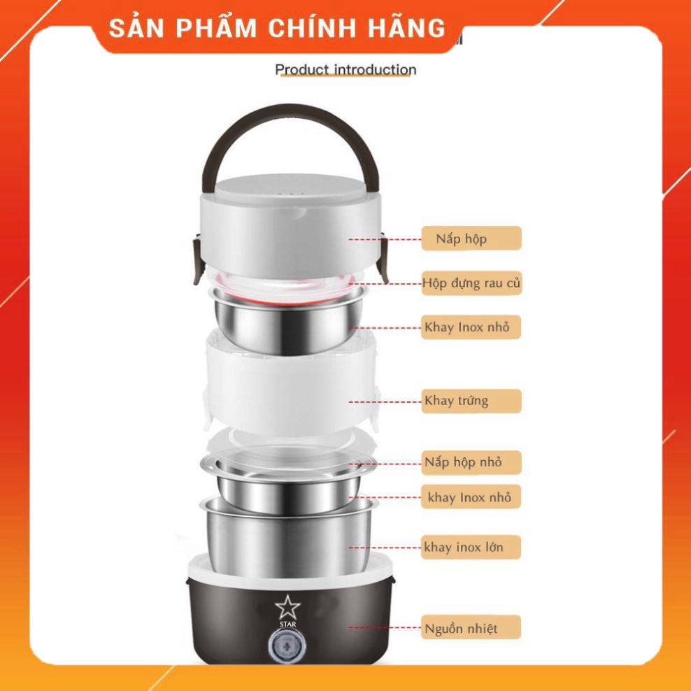 Hộp cơm Văn phòng cắm điện inox 3 tầng | Hâm nóng | Cà mèn đựng cơm | Cặp lồng AHM Mart