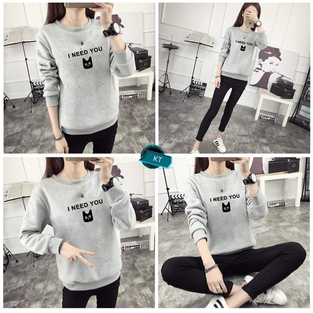 [FREESHIP ĐƠN TỪ 50K] Áo thun I Need You mặt mèo đen KTH1119