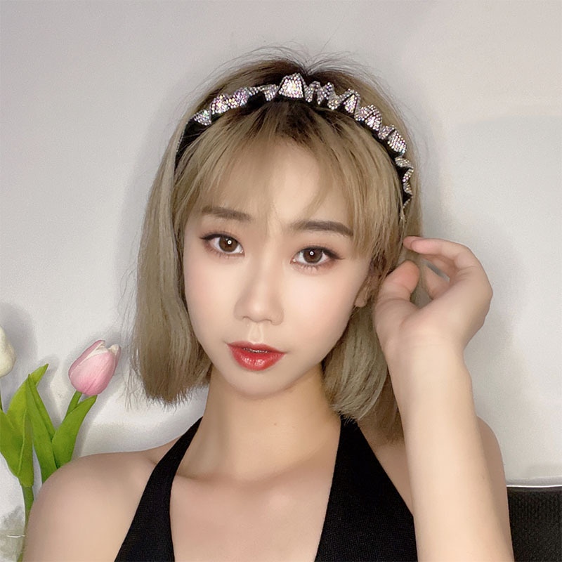Băng Đô Cài Tóc Đính Đá Pha Lê Phong Cách Hàn Quốc Cổ Điển Toàn Diện Dành Cho Nữ