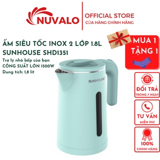 Ấm siêu tốc inox 2 lớp bình đun siêu tốc 1.8l sunhouse shd1351 nuvalo