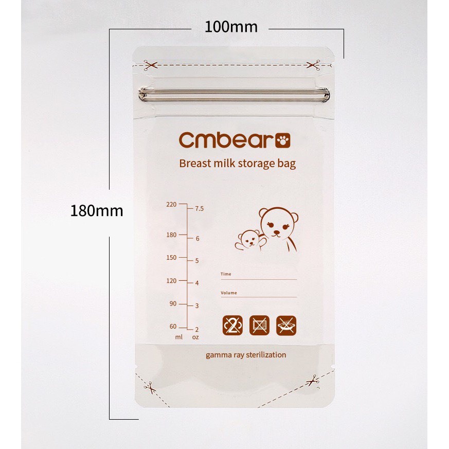 HỘP 30 TÚI TRỮ SỮA CM BEAR DUNG TÍCH 220ML CHO BÉ
