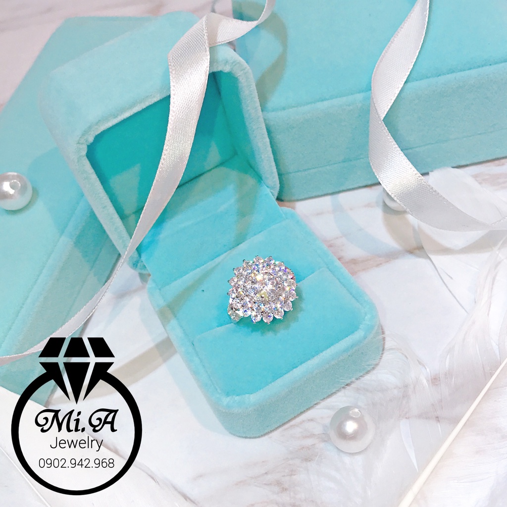 Nhẫn bạc Ý S925 nữ MiASJ N012 hình cánh hoa đính đá cao cấp, sang trọng