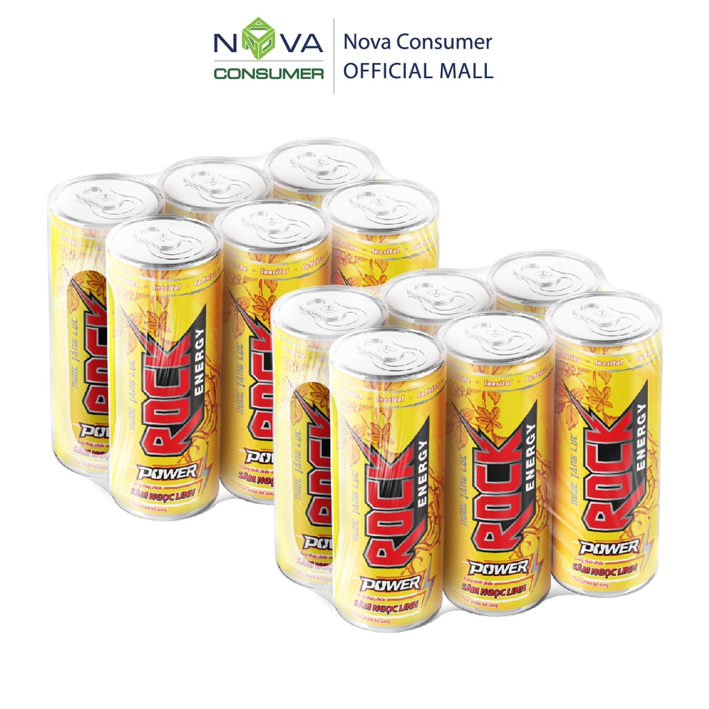 [Combo 12 lon] Nước tăng lực Rock Energy Power chứa Sâm Ngọc Linh (240ml x 12 lon)