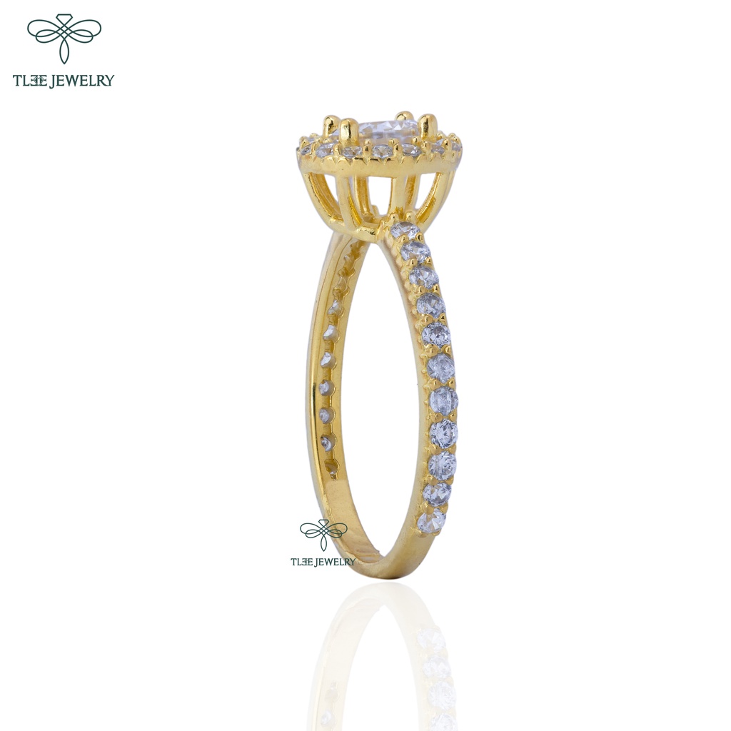 Nhẫn bạc nữ TLEE đá tròn mạ vàng 14k sang trọng TleeJewelry A0131