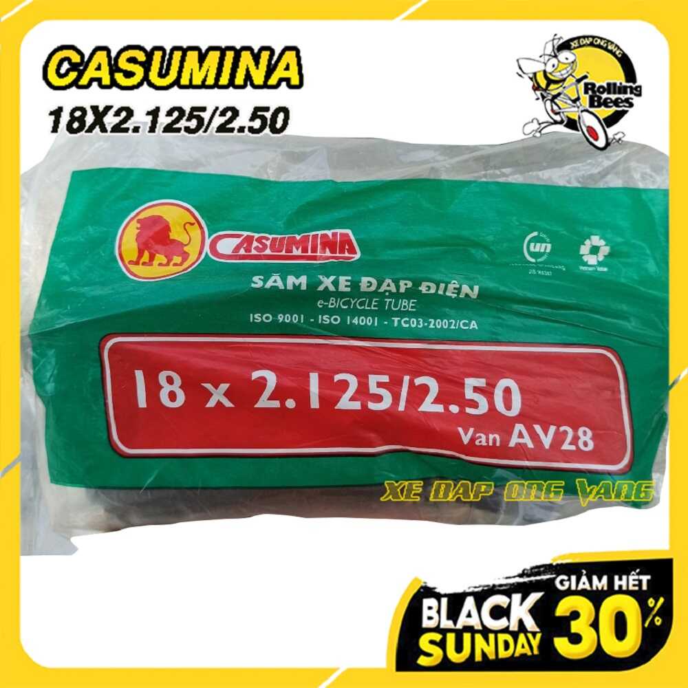 Ruột  Xe Đạp Điện 18x2.125/2.50 Van Cong, Thẳng chính hẫng Casumina