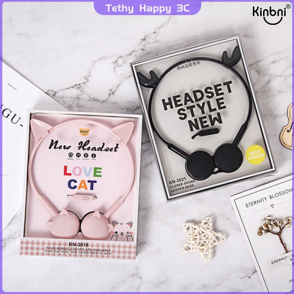 Tai nghe có dây hình tai mèo hoạt hình đáng yêu