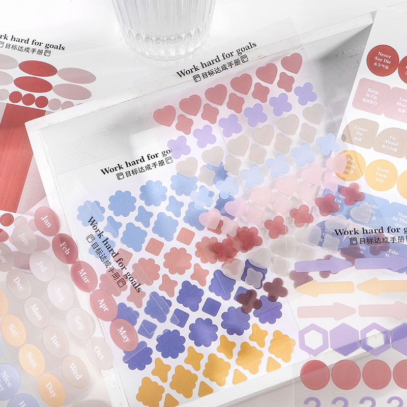 SET 6 TỜ STICKER NGÀY THÁNG, SỐ, CHỮ NHIỀU MÀU CUTE