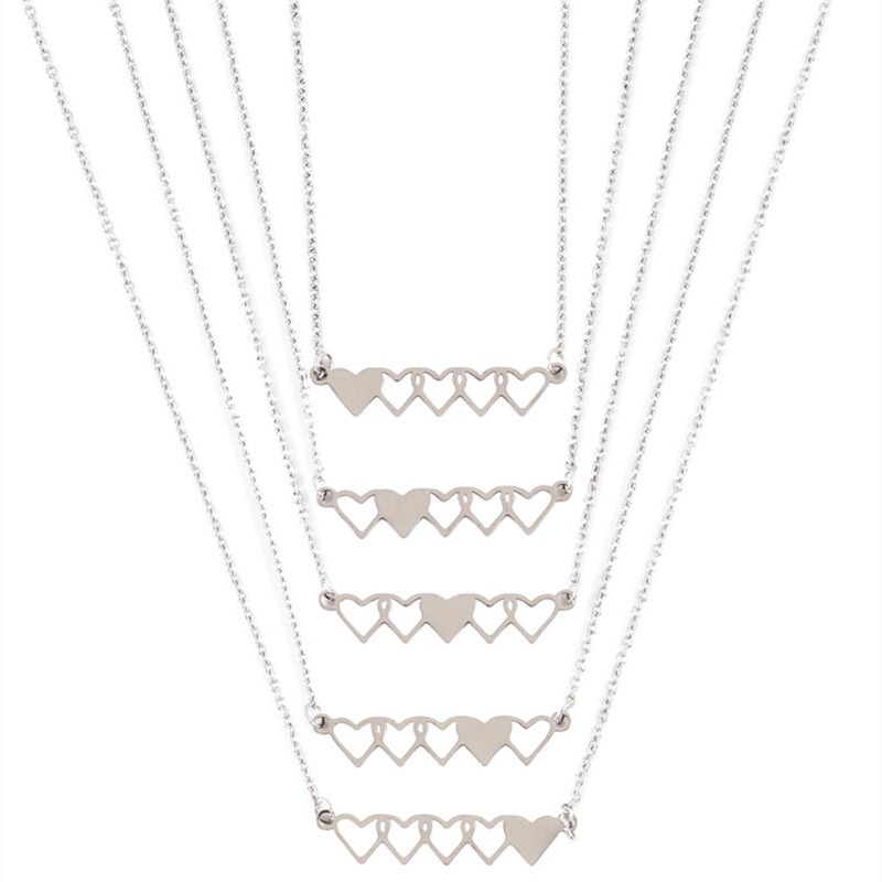 Bộ 4 / 5 Vòng cổ Tình Bạn Mặt Trái Tim Bằng Thép Không Gỉ