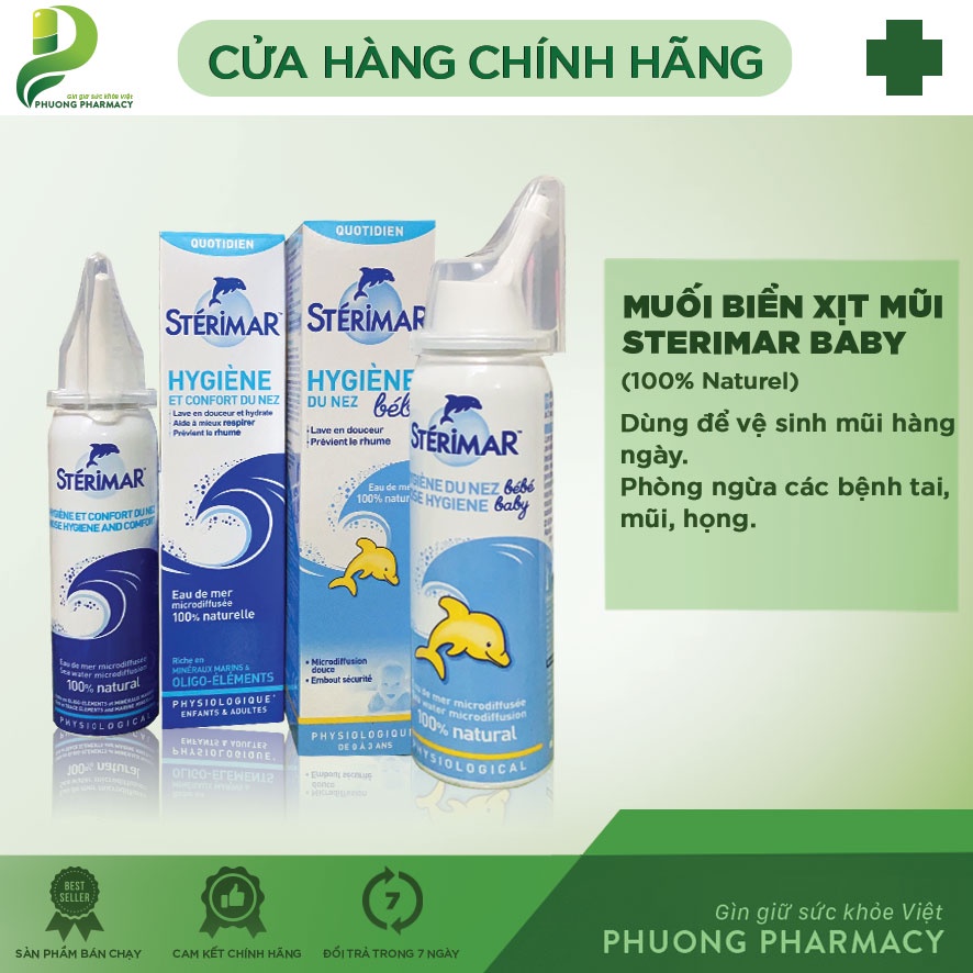 Dung Dịch Nước Muối Biển Xịt Mũi Cho Trẻ Em Và Người Lớn Sterimar Giúp Làm Sạch, Giảm Nghẹt Mũi, Sung Huyết (50ml)