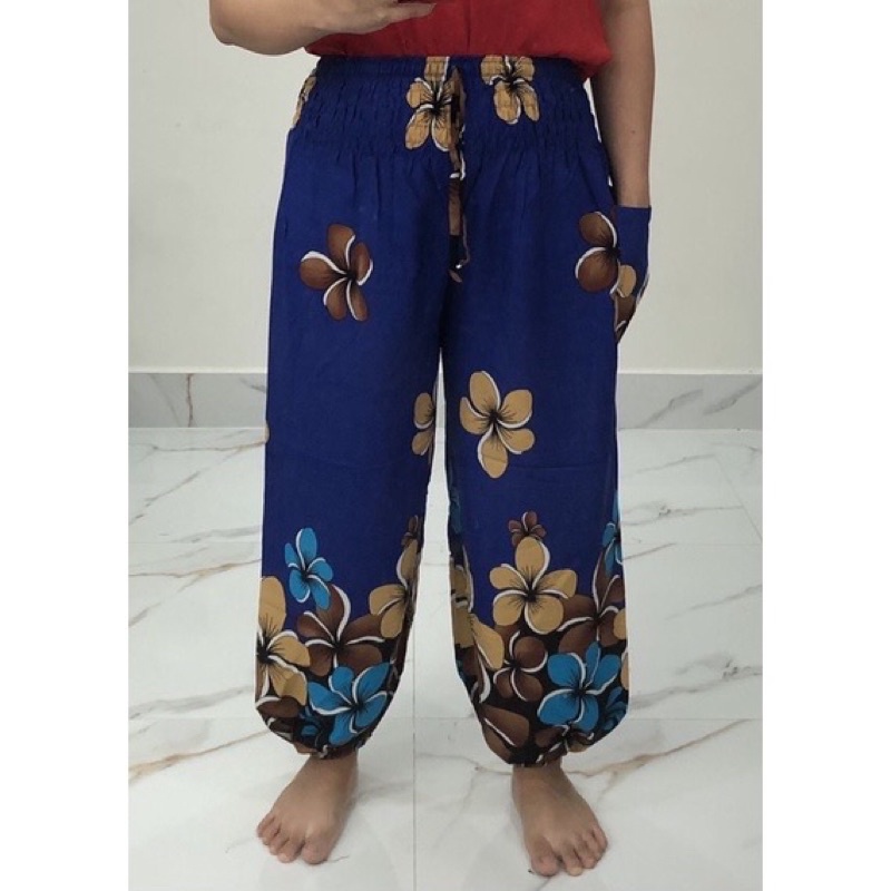[9 tấc/chọn màu/45-55ký]Quần alibaba ống bo quần lồng đèn có túi hoạ tiết chân lanh thái
